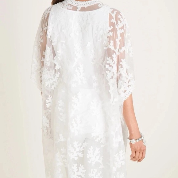 Chico's Ivory Lace Open Cardigan - Picture 3 of 7
